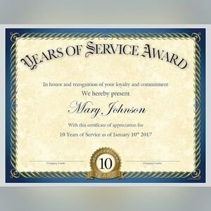 Great Papers! Years of Service Award Certificate